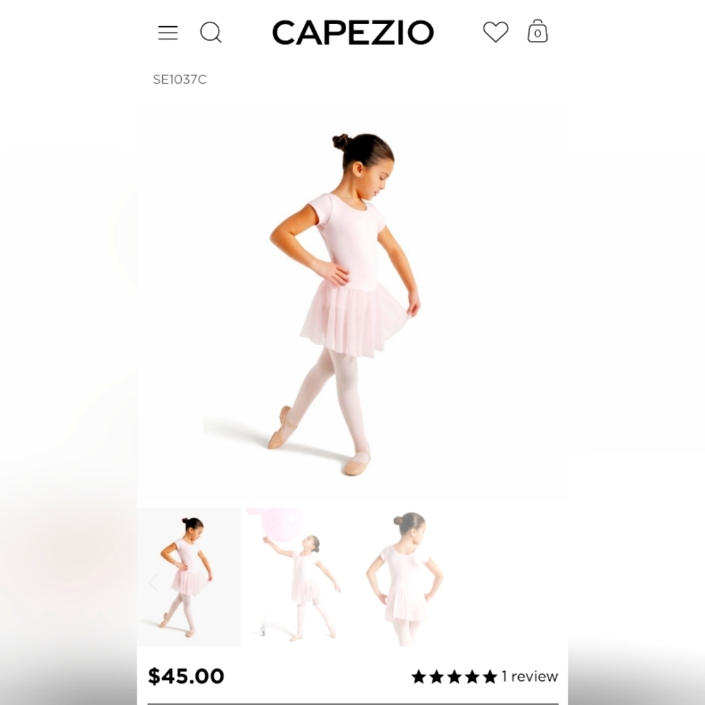 Capezio Short Sleeve Dress Leotard Children Pink Ballet Skirt Pink New SE1037C